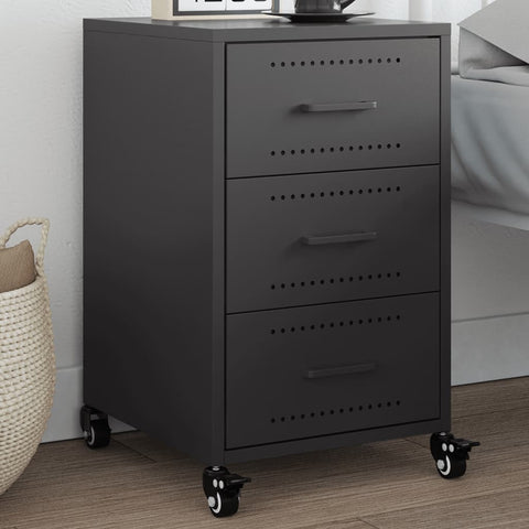 ZNTS Bedside Cabinet Black 36x39x59 cm Steel 846728