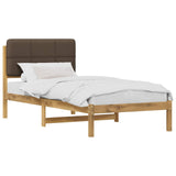 Bed Frame with Upholstered Headboard Whitewash and Taupe 904123