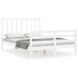 Bed Frame without Mattress White Small Double Solid Wood Pine 3193762