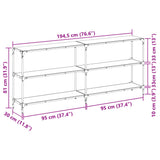 Console Table with Black Glass Top 194.5x30x81 cm Steel 846035