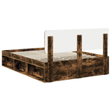 Bed Frame Smoked Oak 160 x 200 cm Solid Pine Wood 3412055