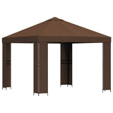 Gazebo 3 x 3 m Brown Polyester and Steel 190 gsm 900360