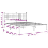 Metal Bed Frame without Mattress with Headboard White 160x200cm 376376