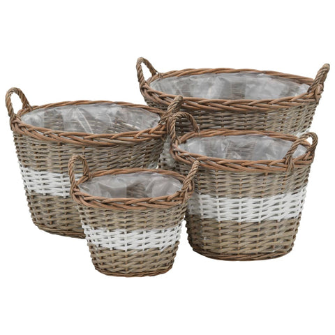 Raised Bed 4 pcs Wicker with PE Lining 246830