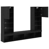 TV Wall Units with LED 5 pcs 40.5 x 30 x 102 cm Black Oak 3402959