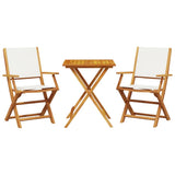 Bistro Set Cream White Solid Acacia Wood 2-Seater Foldable 3281808