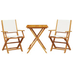 ZNTS 3 Piece Bistro Set Cream White Fabric and Solid Wood 3281808