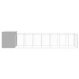 Dog House with Run Light Grey 214x865x181 cm Galvanised Steel 3189128