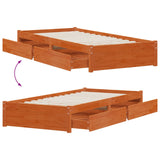 Bed Frame with Drawer with Storage 3 pcs Wax Brown Pine Wood 3423812