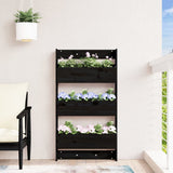 Wall Planter 3-Tier 60x18.5x110 cm Black Solid Wood Pine 825118