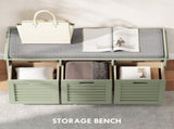 3-Drawer Shoe Storage Bench - Green T3398P423893