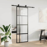 Sliding Door with Hardware Set Black 76x205 cm Tempered Glass 3375920