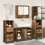 Bathroom Furniture Set with Door 3 pcs Old Wood Engineered Wood 3402569