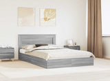 Storage Bed Grey Sonoma 135 x 190 cm Engineered Wood 3410253