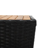 Tea Table Black 41.5x41.5x43cm Poly Rattan and Solid Acacia Wood 46197