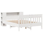 ZNTS Bookcase Bed without Mattress White 120x190 cm Small Double Solid Wood Pine 3323195