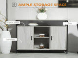 Modern Sideboard, Steel Frame Storage Cabinet with 2 Doors and Adjustable Shelves for Living Room, T3398P555935