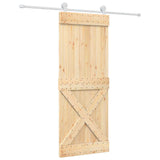 Sliding Door Natural and White 80 x 210 cm Solid Pine Wood 3445039