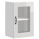 Kitchen Wall Cabinet with Glass Door Kalmar High Gloss White Engineered Wood 853529