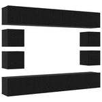 TV Cabinet Set 8 pcs Black oak 100 x 30 x 30 cm Engineered wood 3332532