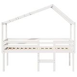 High Sleeper Bed without Mattress White 75x190 cm Small Single Solid Wood Pine 3282062