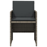 5 Piece Garden Dining Set with Cushions Grey Poly Rattan 365086
