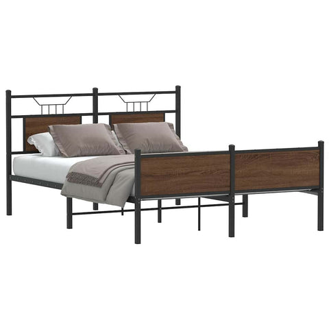 Bed Frame without Mattress Brown Oak 137x190 cm Engineered Wood 4107033