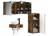 Bathroom Cabinet Set 4 pcs Smoked Oak Engineered Wood 3407371