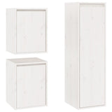 ZNTS TV Cabinets 3 pcs White Solid Wood Pine 3100165