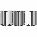 Dog Gate with Door Foldable 6 Panels Black 300 cm Poplar Wood 352223