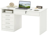 Computer Desk, Home Office Desk with Lockable Drawer, Storage Shelf for Study Bedroom, 110 x 50 x 76 T3398P378012
