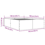 Bed Frame without Mattress Grey Sonoma 140x190 cm 3280942
