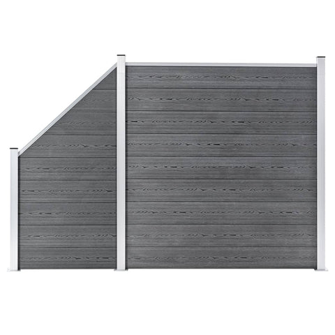 WPC Fence Set 1 Square + 1 Slanted 273x186 cm Grey 3054431