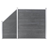 WPC Fence Set 1 Square 1 Slanted 273x186 cm Grey 3054431