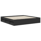 Bed Frame with Headboard Black 200 x 200 cm Solid Pine Wood 3413264