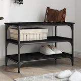 Shoe Bench Black 70x38.5x49 cm Engineered Wood 839038