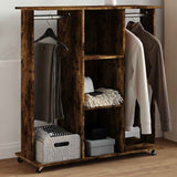Wardrobe with Wheels Smoked Oak 102x38x110 cm Engineered Wood 848035