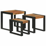 Nesting Table 3 pcs Brown and Black Solid Acacia Wood and Metal 4104728