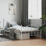 Metal Bed Frame without Mattress with Footboard White 107x203cm 353502