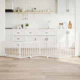 Dog Gate with Door Foldable 4 Panels White 320 cm Solid Wood Fir 352281