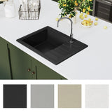 Kitchen Sink with Overflow Hole Oval Black Granite 147101