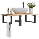 Basin Shelf Wall Mounted Steel and Solid Wood Acacia 3302777