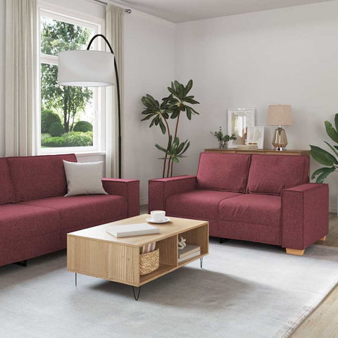Sofa Set with Cushion 3 pcs Wine Red 220 x 78 x 84 cm Fabric 3324612
