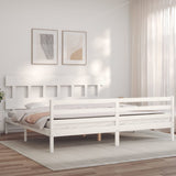 Bed Frame without Mattress White 200x200 cm Solid Wood 3195177