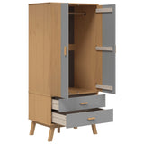 Wardrobe OLDEN Grey and Brown 76.5x53x172 cm Solid Wood Pine 358595