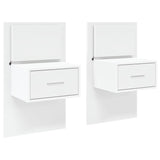 ZNTS Wall-mounted Bedside Cabinets with LED Lights 2 pcs White 848158