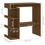 ZNTS Bar Table with Storage Rack Brown Oak 100x50x101.5cm Engineered Wood 812962