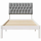 Bed Frame with Upholstered Headboard White 90 x 200 cm 878848