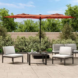 Double-Head Garden Parasol with LEDs Terracotta 316x145 cm 362974