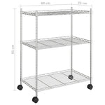 ZNTS 3-Tier Storage Rack with Wheels 60x35x81 cm Chrome 150 kg 324625